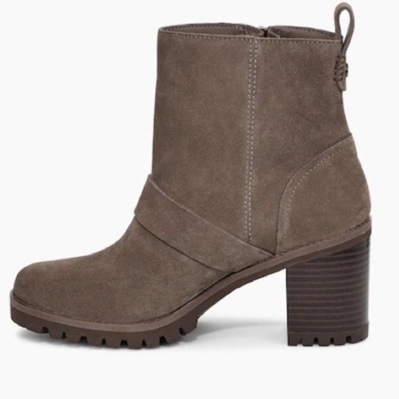 UGG Taupe Suede Buckle Booties Sz 7 - Picture 4 of 8